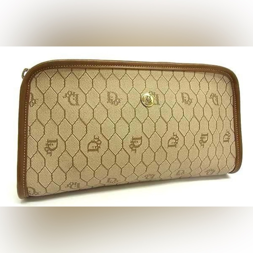 Vintage Dior Honeycomb Monogram Zip Pouch/Clutch